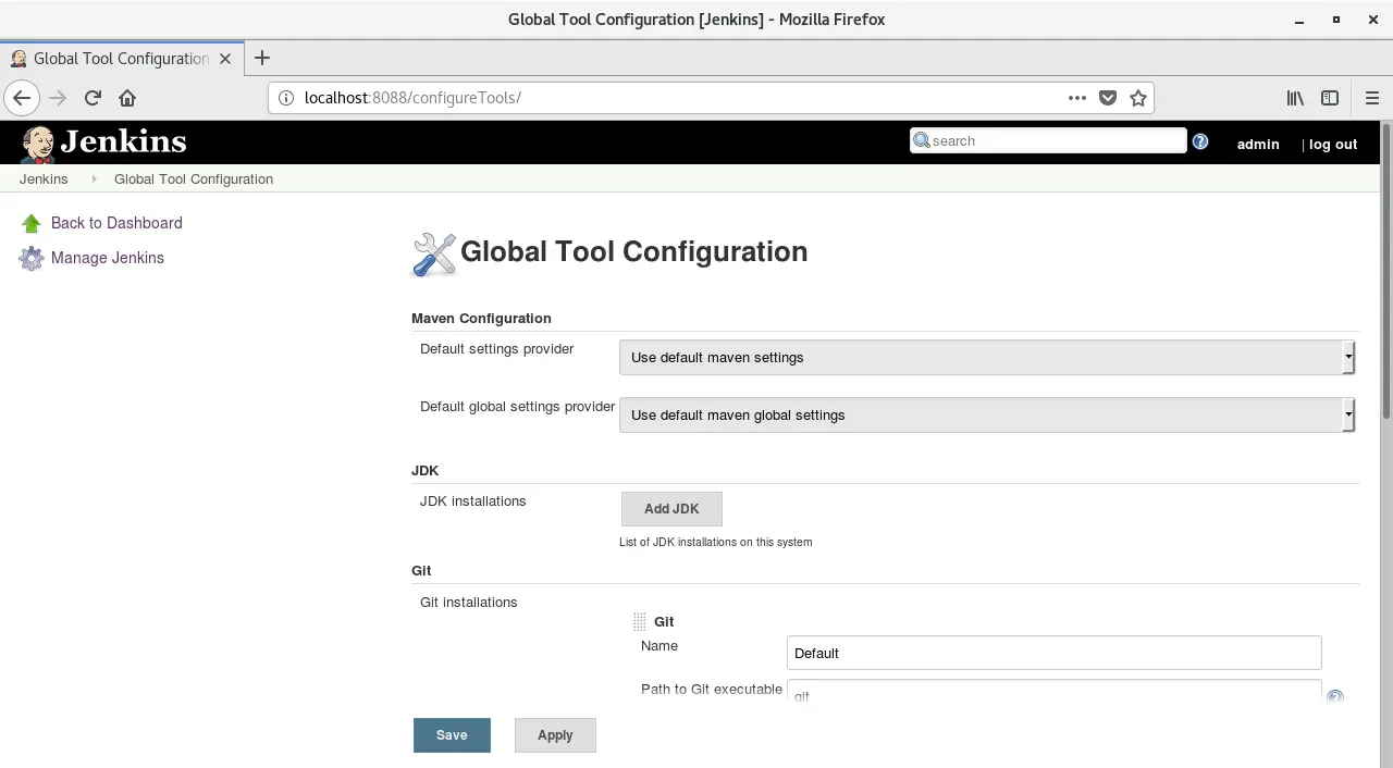 Jenkins Global Tool Settings